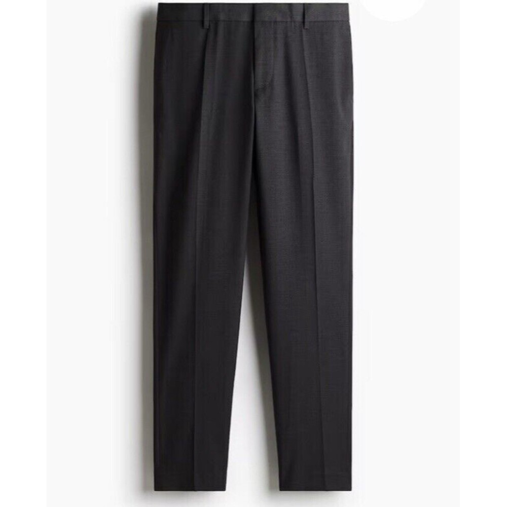H&M Dress Pants Mens 44 R Gray Slim Fit Stretch Pockets Flat Front New